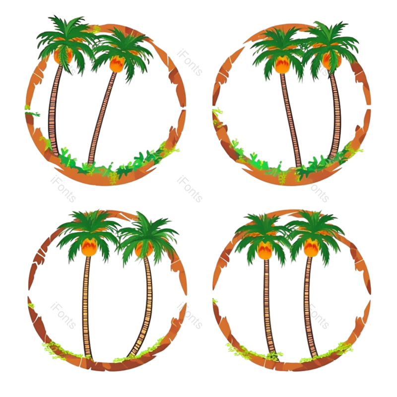 边框图片,创意边框元素,旅游图标PNG,椰子树免抠素材